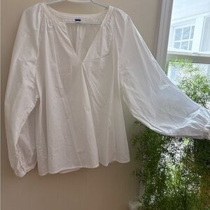 Old Navy White Blouse with Flowing Sleeves